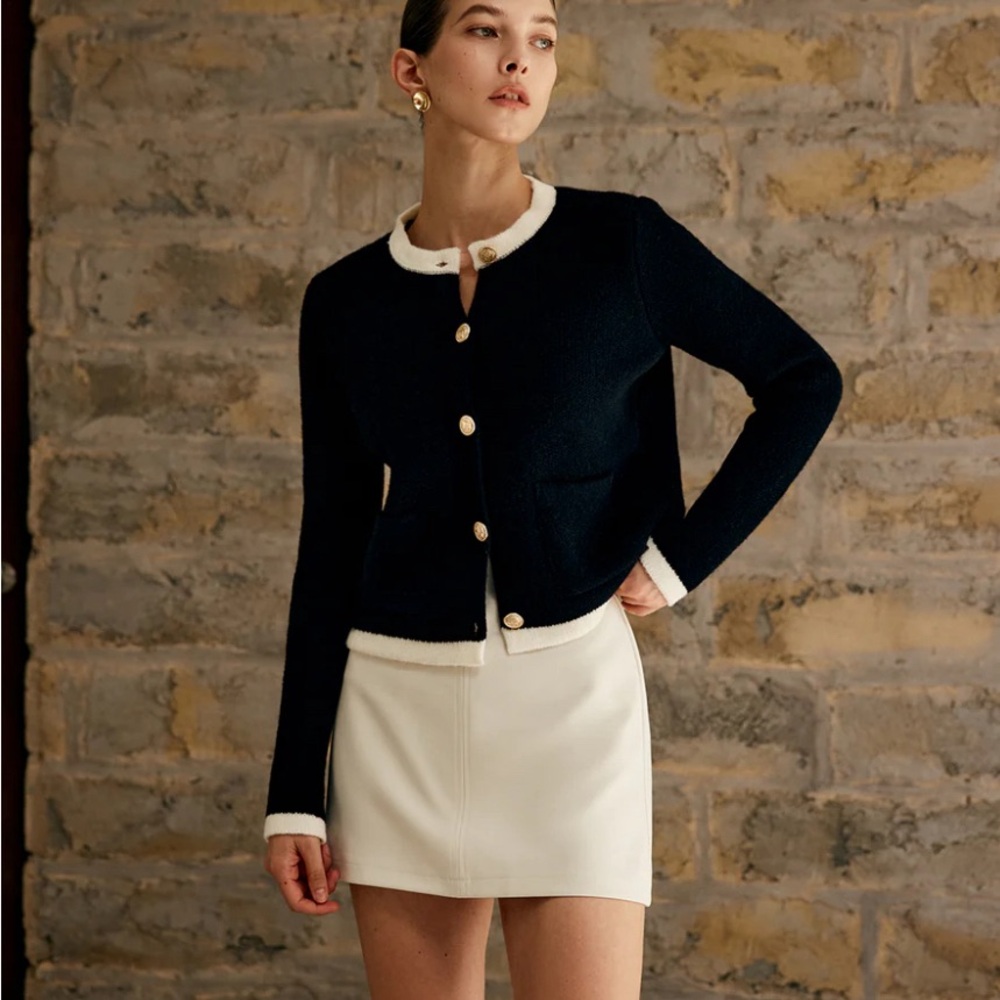 Commense Contrast Trim Jersey Cardigan